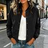 Women S Suede Fabric Stand Collar Buttoned Cardigan Jacket Casual Coat