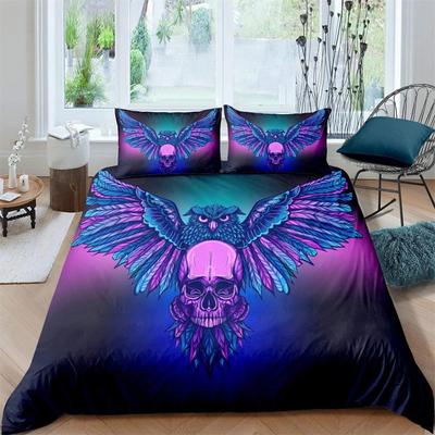 Schwarze Eule King Queen Bettbezug Mond Safari Vogel Tier Bettwäsche Set Schöne Wildlife Quilt Cover Grau Polyester Bettbezug