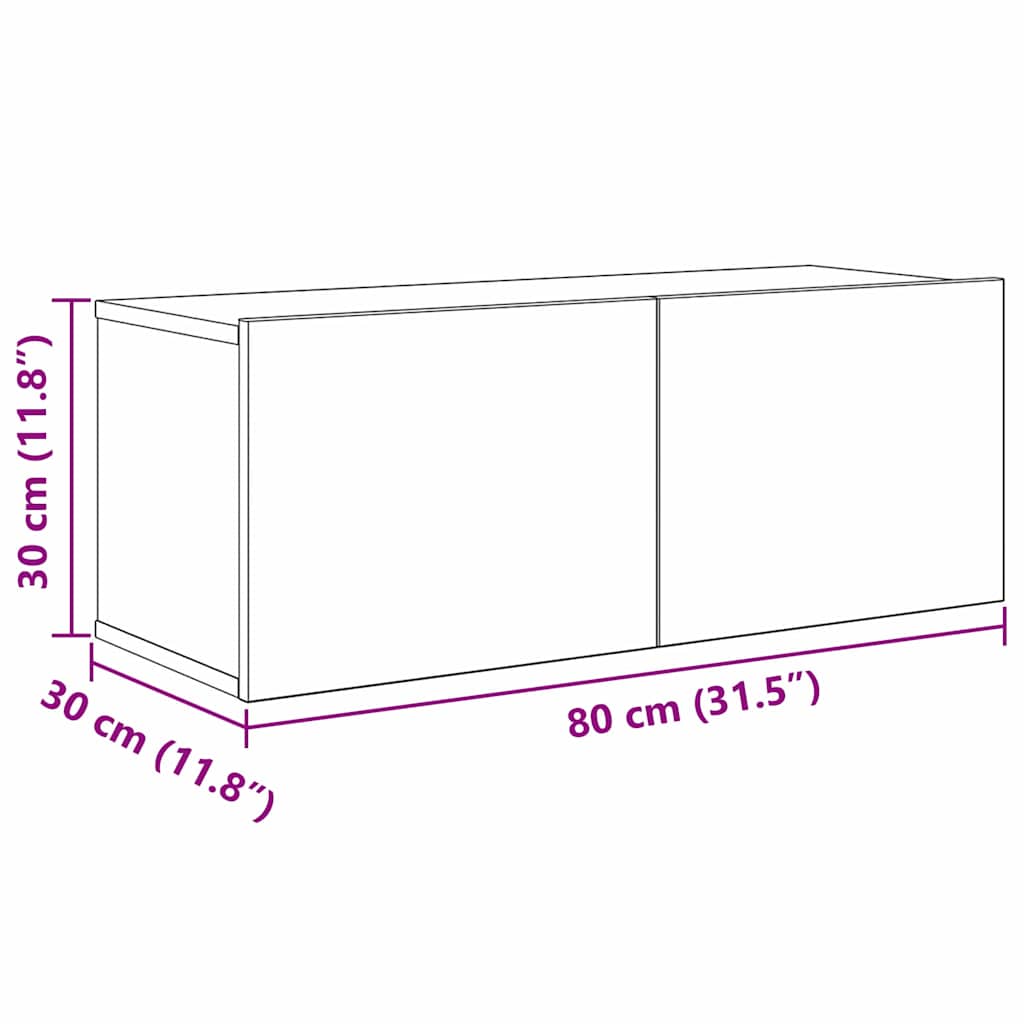 Wall Mounted TV Cabinet Set 6 pcs Reclaimed Wood Effect Particleboard