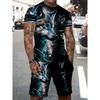 Summer Men's Sports Suit Wolf 3D Printed Short Sleeve T-Shirt and Shorts Set Casual Outfit