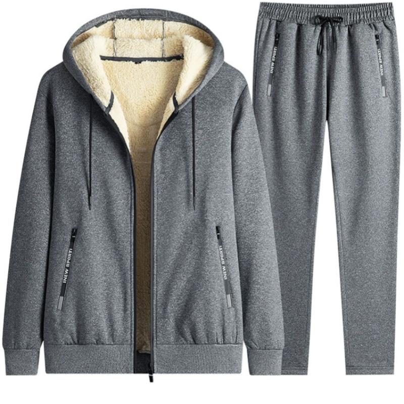Autumn Sweater Hooded Casual Sports Suit Straight Long Pants Cardigan Jacket Loose Men's Two-piece Suit