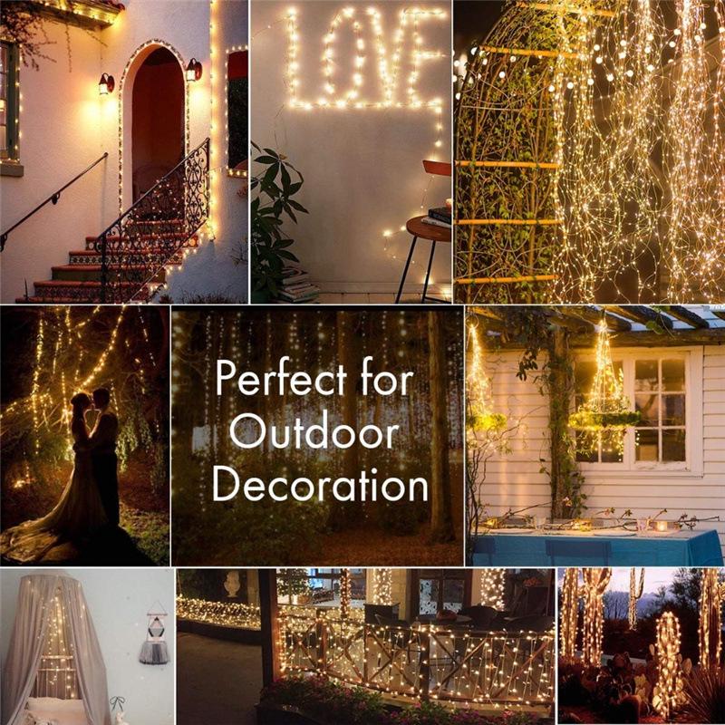 Outdoor LED Solar Copper Fairy Lights – Perfect for Christmas & New Year Decorations