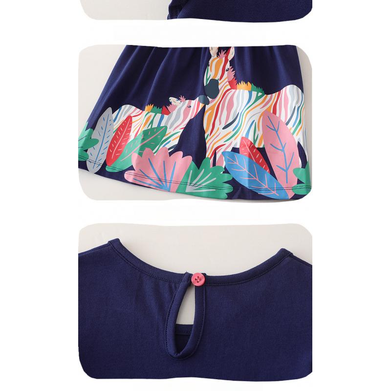 Summer New European And American Style Children'S Pure Cotton Printed Dress Girls' Short-Sleeve Princess Dress Children'S Clothing