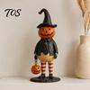 Light Up Halloween Decoration Pumpkin Witch Figurine, Spooky Statue with Lantern, Seasonal Farmhouse Decor Vintage Gothic Resin for Tabletop