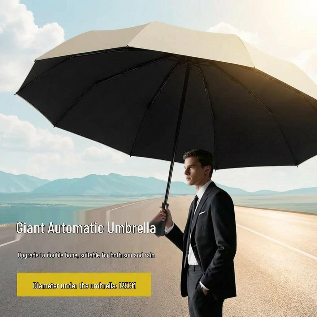 Automatic Men's and Women's Reinforced Vinyl Sun and Rain Umbrella - Enlarged for School Use