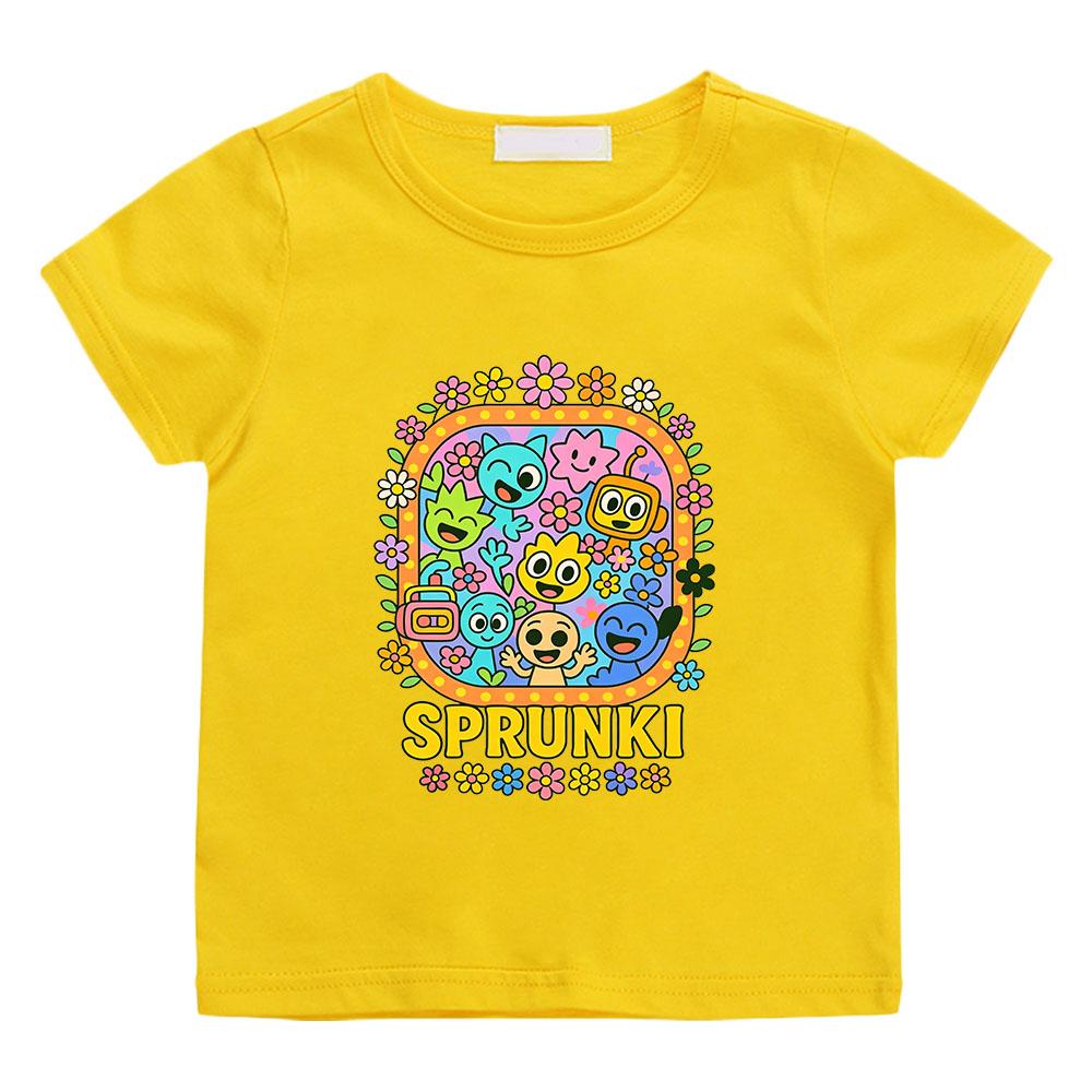 

Game Sprunki 100% Cotton Children s T-Shirt Cute Grils Boys Casual Kids Tops Graphic Printing Tees O-Neck Short Sleeve Summer 160 жовтий