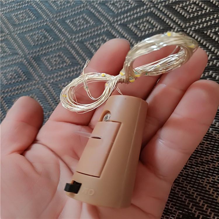 Copper Wire Wine Bottle Stopper String Lights - 2 Meters, 20 LEDs, Ideal for Christmas & Decorative Atmosphere.