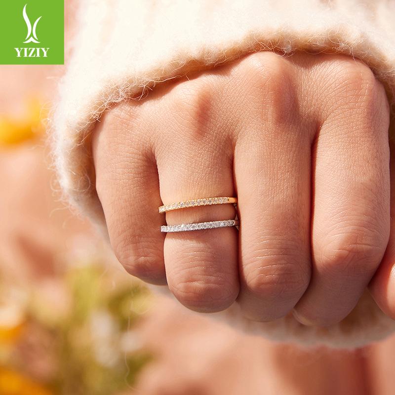 Popular Half-Circle Eternal Moissanite Ring Engagement Ring, Classic Diamond S925 Sterling Silver Ring Stacked