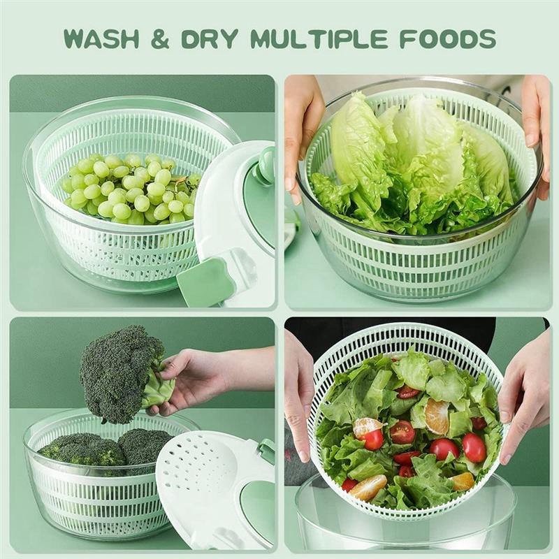 2025+ 4L Kitchen Vegetable Dryer, Salad Washer with Safety Lid Lock and Swivel Handle