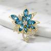 Delicate Blue Flower Brooch, Rhinestone Encrusted Alloy Pin, Elegant Jewelry for Women Bag Coat, Perfect Gift for Celebration