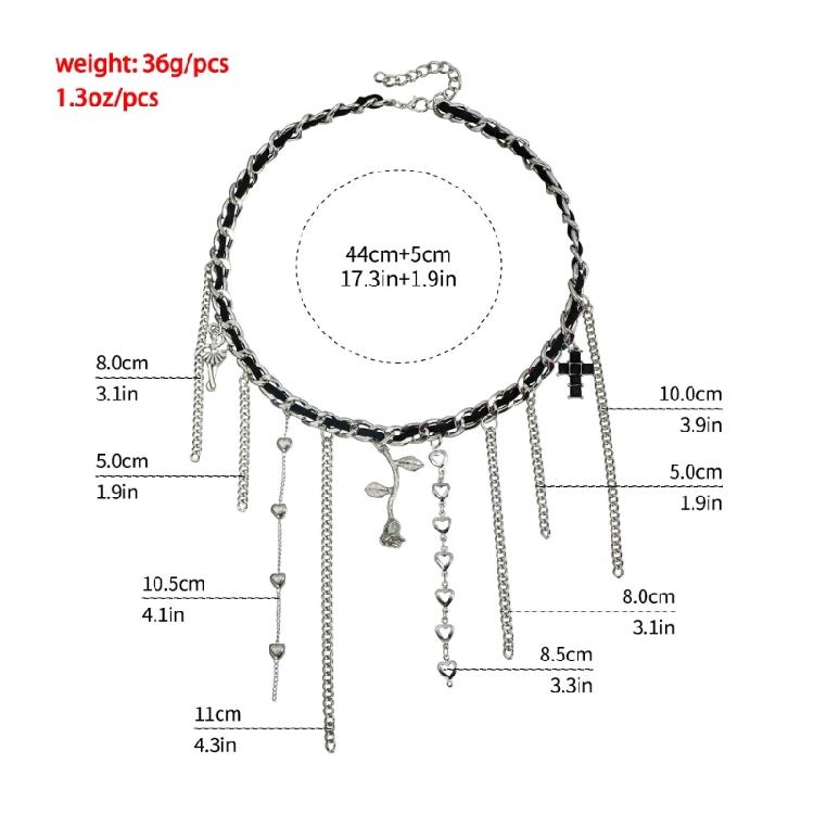 Beaded Crucifix Tassels Necklace With Velvets Rope Chain For Everyday Styling Adjustable Clavicle Chain Accessory