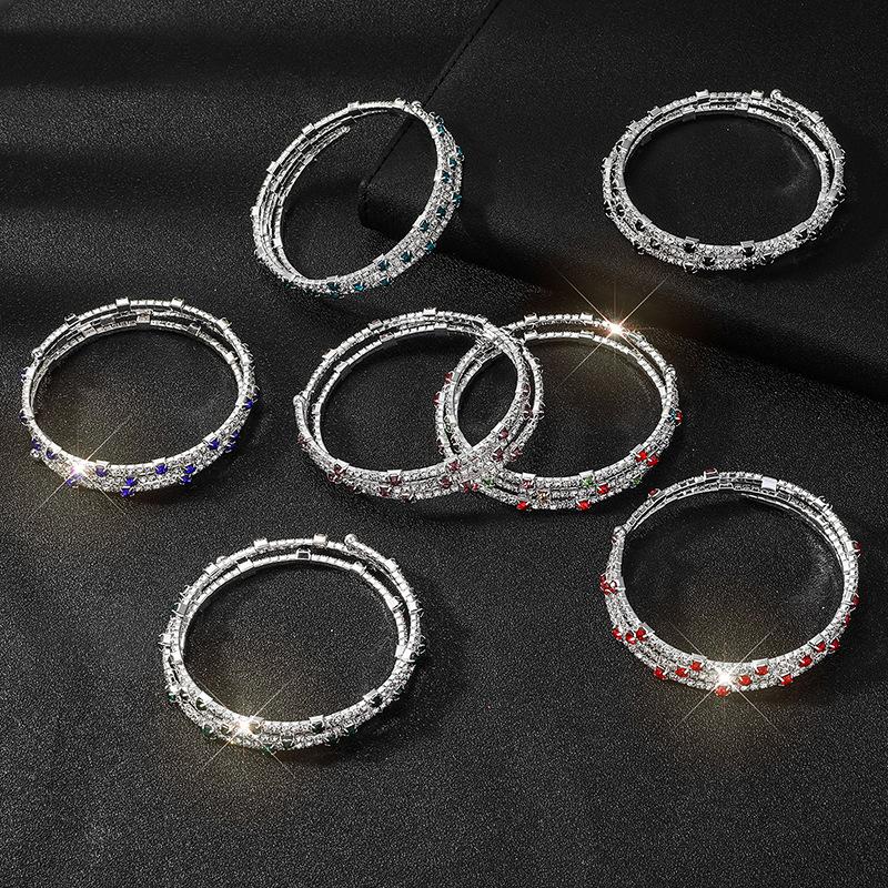 Rhinestone Open Bracelet Gold Silver Diamond Set Elastic Bracelet Bridal Fashion Full Diamond Grab Chain Bracelet