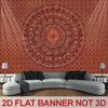 Orange Mandala Tapestry Rich Red and Brown Geometric Pattern Bohemian Spiritual Wall Art for Bedroom or Dorm Decor