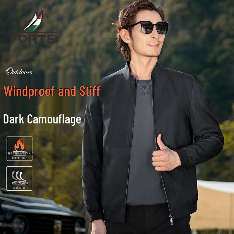 

FORTEI Men s High-Density Windproof Stand-Collar Dark Pattern Autumn Jacket 3XL
