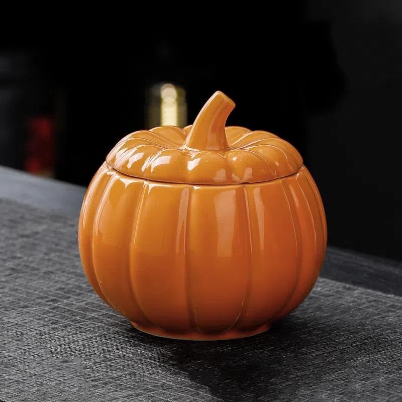 Творческий Керамический Имитатор Фруктов Клубника Конфеты Банка Специй Чайник Бытовой Герметичный Хранитель Влаги Настольный Чайный Стол Украшения Pumpkin L