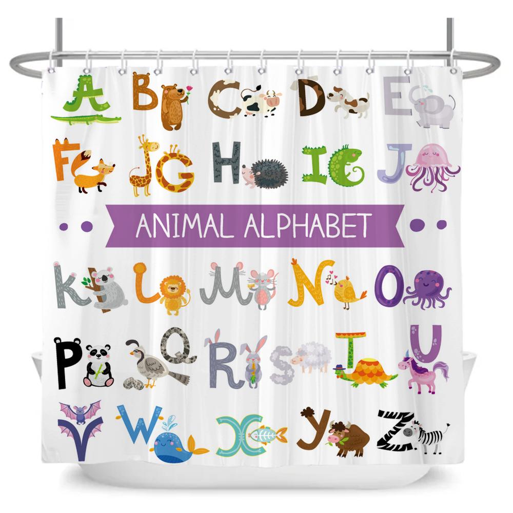 Cute Little Animal Shower Curtain Baby Room Decor Waterproof Kawaii Shower Curtain Bathtub Curtain Bathroom Textured With Hooks