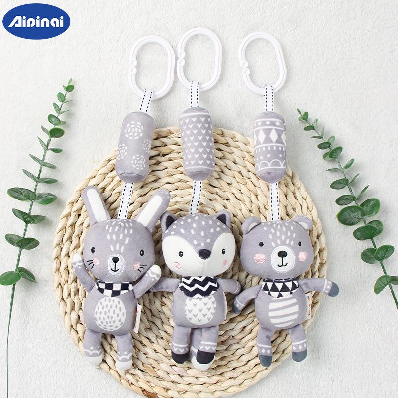 Aipinqi Baby Toys: Grey Plush Wind Chimes & Stroller Ornaments for Crib and Car Hanging