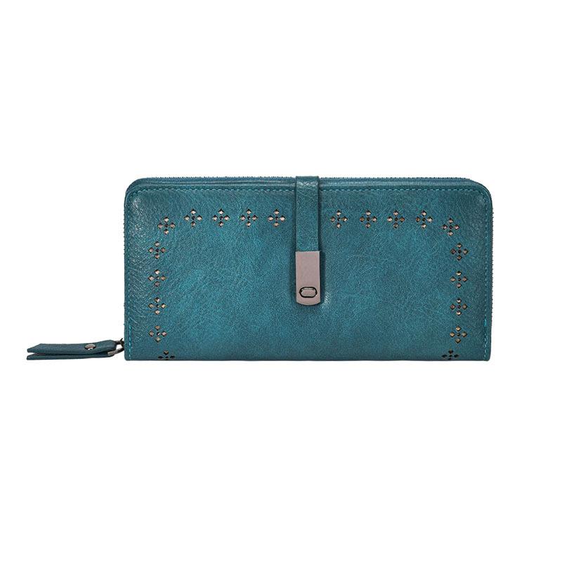 

RFID women s anti-theft swiping long zipper wallet lady retro hollowed-out pattern coin purse