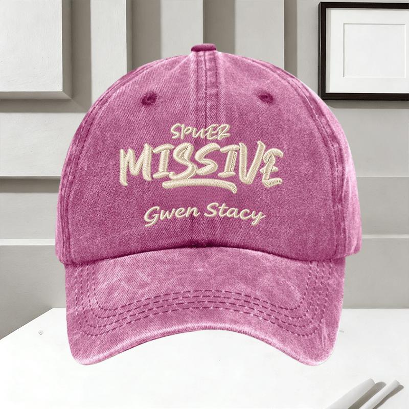 Men Cap Gwen Stacy Embroidery Vintage Washed Baseball Cap Unisex Adjustable Casual Dad Hat Sun Hat красный