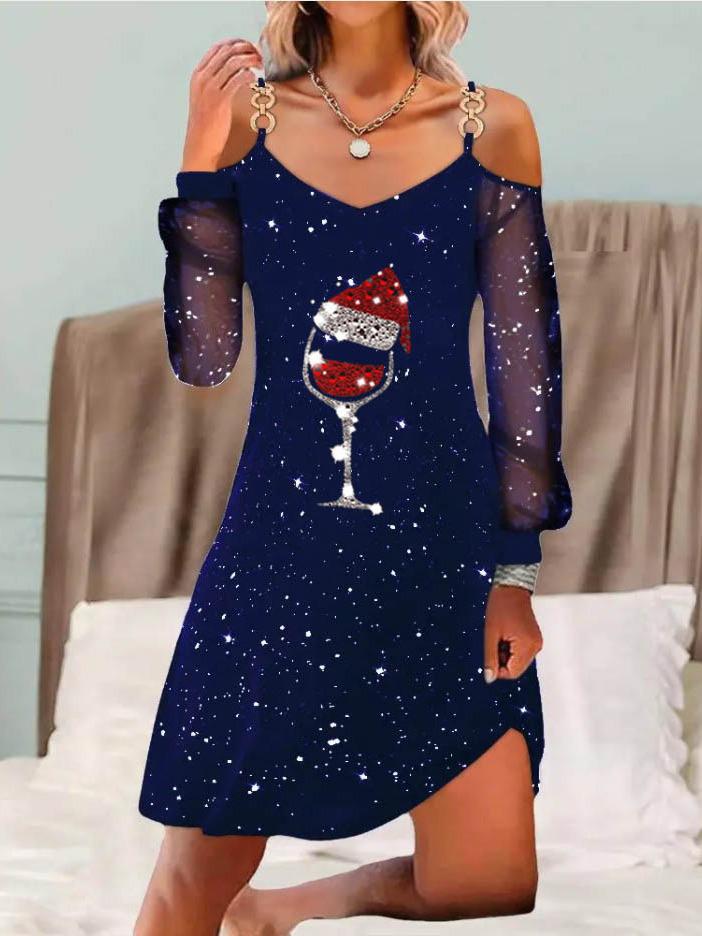 2023 Weihnachten Mesh Weinglas Damenkleid