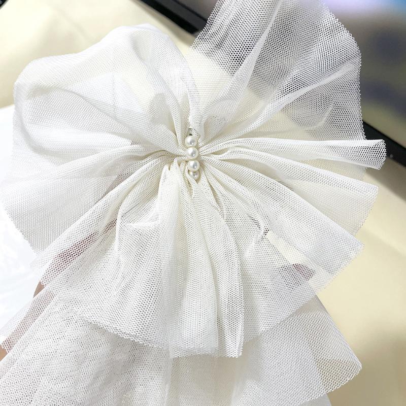 Vintage Large Mesh Bow Brooch Dual-Purpose Collar Pin Hair Clip For Women Tie Corsage Clothing Decoration Accessories