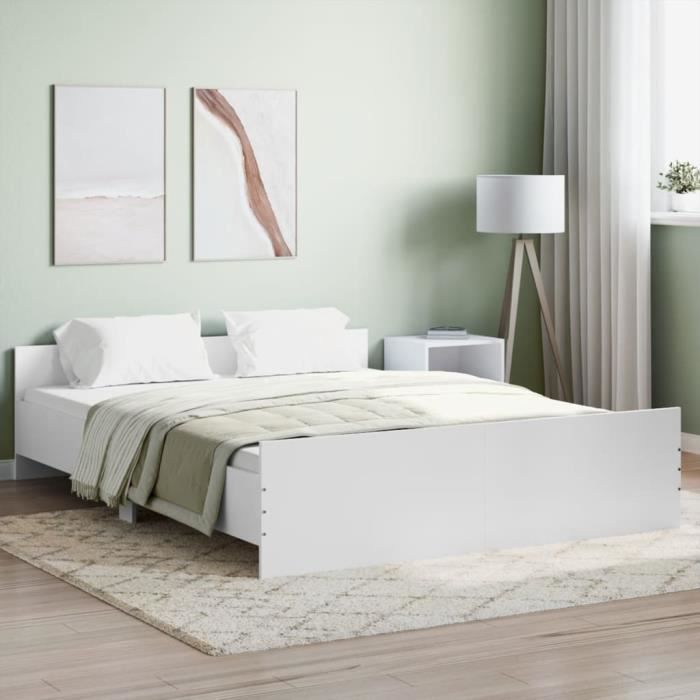 VidaXL Bed Frame with Headboard and Footboard White 160x200 Cm 3203761