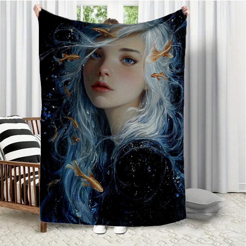

Anime Star - Mermaid Style Flannel printed blanket suitable for all seasons suitable for living room office sofa and travel 75x90cm28x39in