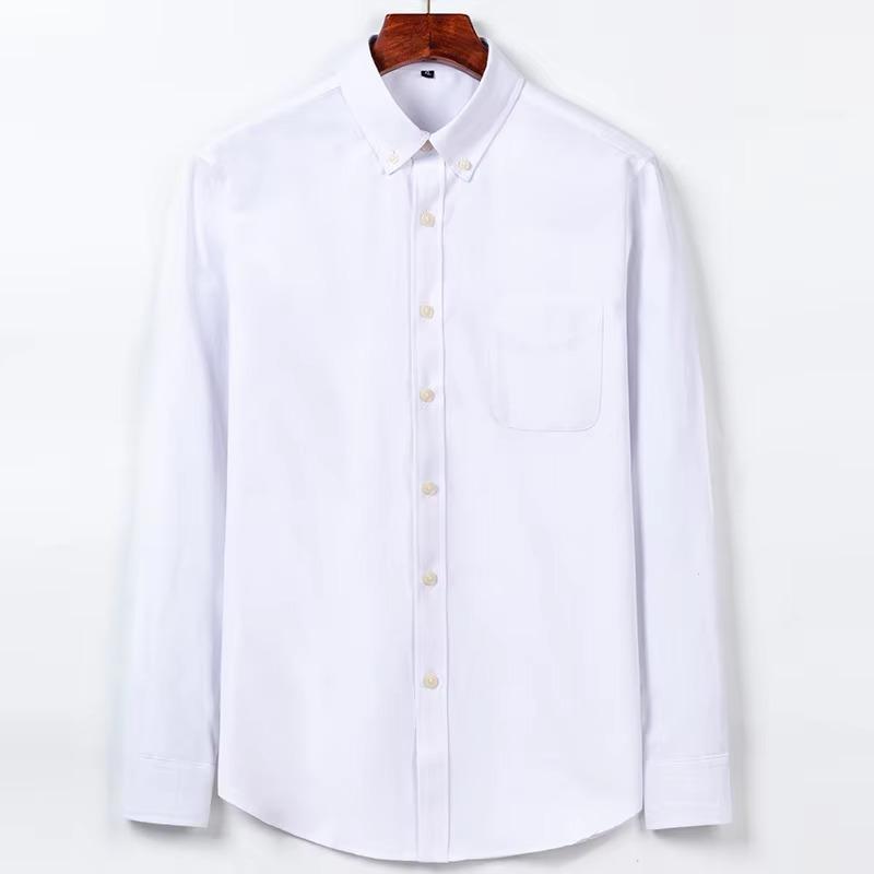 Oxford Shirts for Men Slim Fit Casual Long-sleeved Men Dress Shirt Lapel Button Collar White Black Shirts