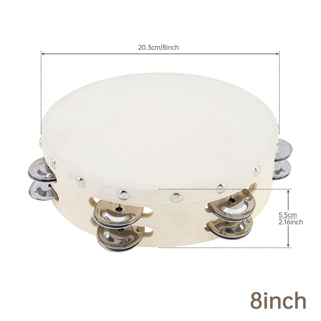 Holz Doppelreihe Schellen Tamburin 6 8 10 Zoll Schaffellkopf Handglocke Handtrommel Schwerlast Kirche Tanzparty KTV Professionelles Rhythmusinstrument