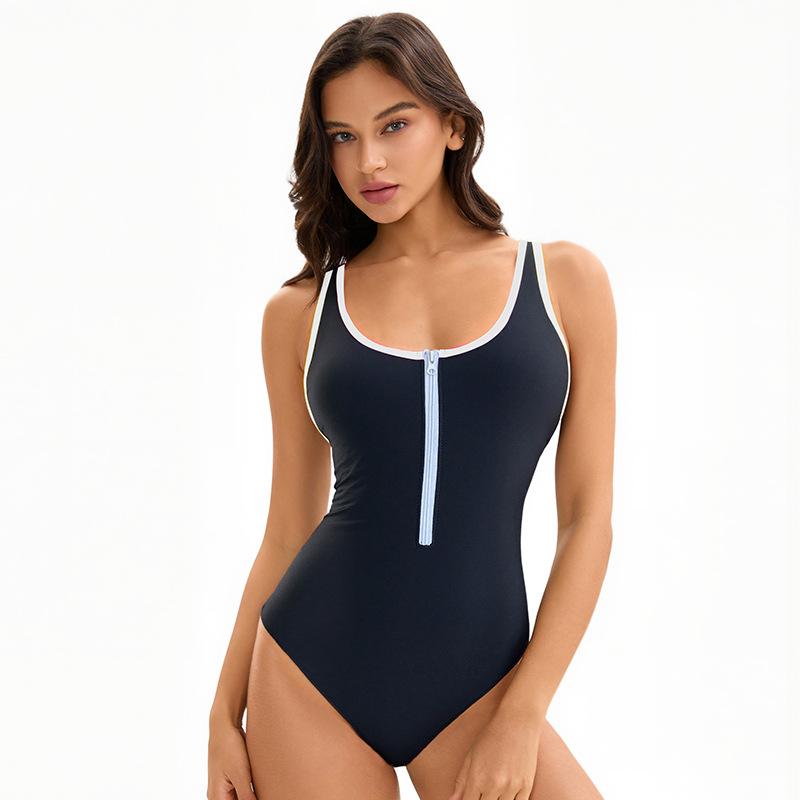 Multicolor Sexy Swimsuit Women's Color Block Backless Triangle Swimsuit