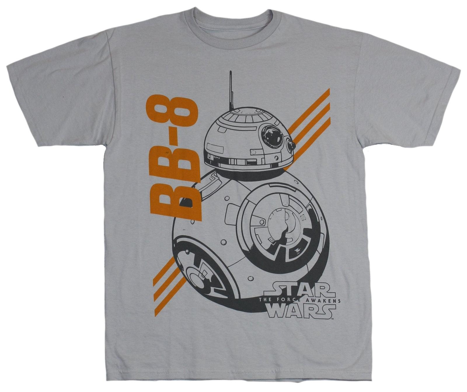 Star Wars Adult New T-Shirt - Black BB-8 Drawing Orange Stripes & name Pic XXL