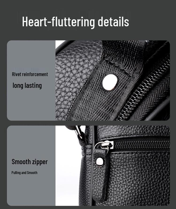 Men's Genuine Leather Crossbody Shoulder Bag - Top Grain Cowhide, Small Storage, Tool Bag