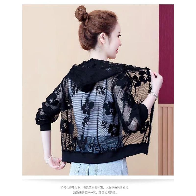 

Летний новый стиль кружевной тонкий худи короткая солнцезащитная одежда женская 6XL