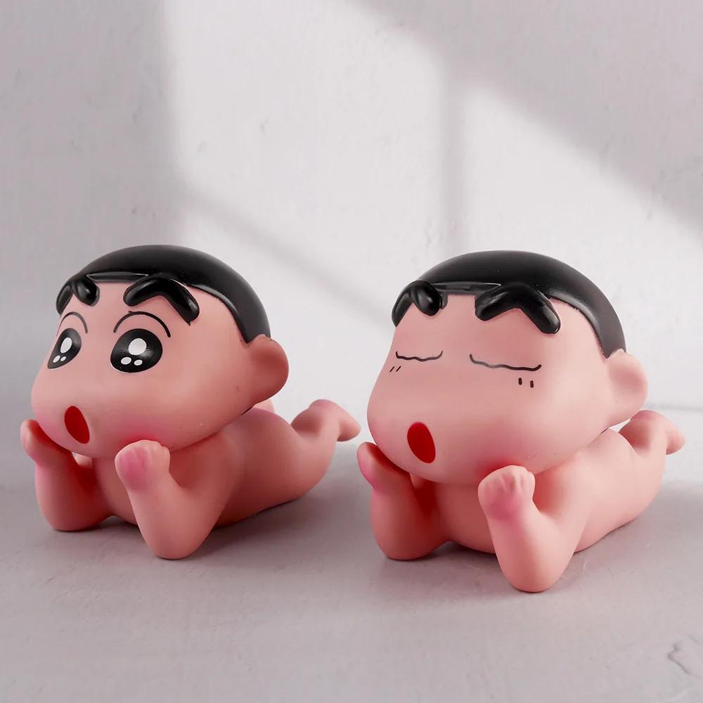 Crayon Shin-Chan Anime Figur Cartoon Kawaii Handyhalter Desktop Ornamente Modell PVC Sammlerstatue Geburtstagsspielzeug Geschenke