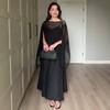  spring and autumn new European and American women's clothing loose meat covering tulle cape chiffon shawl suspender skirt set