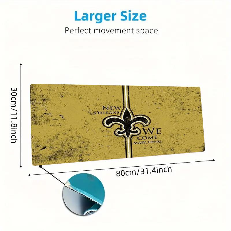 New Orleans Saints Farb-Mauspad Großes Gaming-Tischkissen Rutschfestes Laptop-Tablet Großes Mauspads XXL Matte Mini-PC Spielmatte Mit Verriegeltem Rand