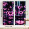 2PCS Neon Pink Love Technology Style Curtains   Trendy Cool Style   Suitable for Bedroom and Living Room   Pull up Pocket Style