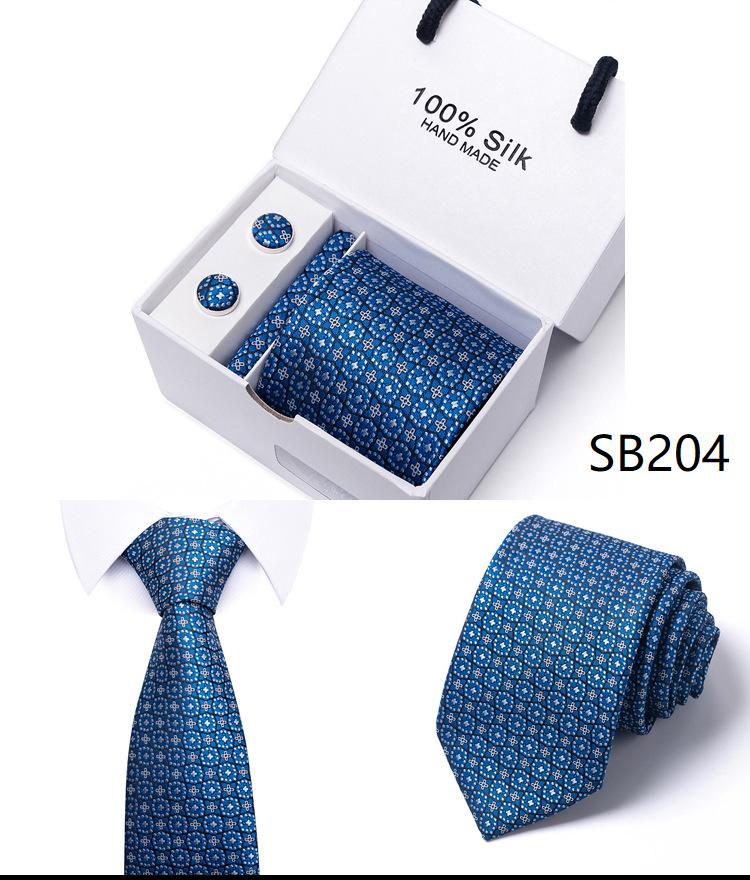 Men's 1200-Needle High-Density Business Stripe & Paisley Tie Set - 6 Piece Groom & Wedding Gift Box