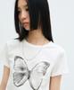 Nigaennikol Butterfly Soft Coloring Crop Top_White Black