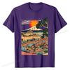 T-Shirt, Edo Japan Scenery, Sunset at Mount Fuji Ukiyo Tops & Tees Special Casual Cotton Men Tshirts Printed On