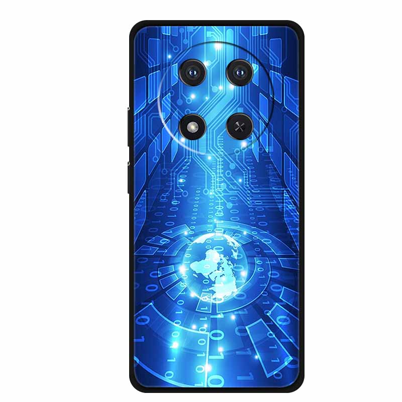 For Honor X9c Case X 9 c Coque Flowers Black Silicone TPU Soft Back Cover For Honor Magic 7 Pro Magic7 5G lite Phone Case Funda