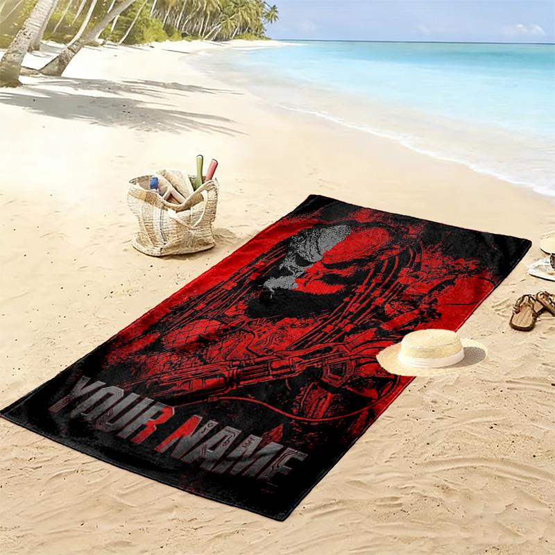 Name Custom Predator Print Beach Towel, Large Soft Quick Dry Towel for Beach Camping Swimming