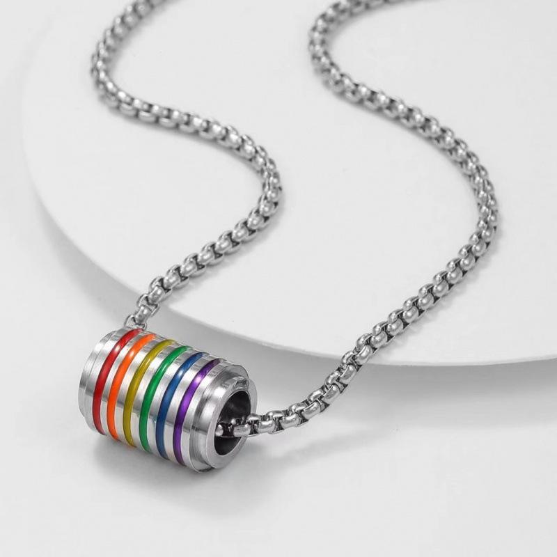 

Stainless Steel Rainbow Necklace & Pendant Jewelry Set with Titanium Ring - Niche Design