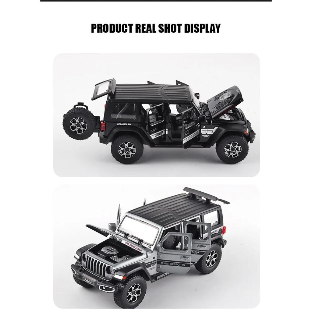 1/22 Scale Jeeps Wrangler Pickup Off-road Vehicle Alloy Model Car Simulation Sound and Light Diecast Metal Toy Collection Gift for Boy