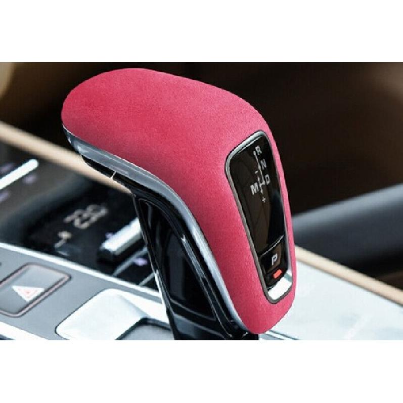 For Porsche Cayenne 2019-2023 Pink Suede Console Gear Shift Knob Cover Trim 1PCS