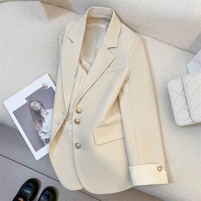 Long Sleeve Office Lady Blazers Autumn Spring Solid Casual Single Breasted Chic Notched Blazer Women Jackets