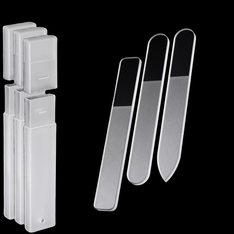 1pc Nano Glass Nail File Set with 3 Storage Boxes for Grinding, Polishing and Repairing Nails, Transparent Crystal Nail Art Tool