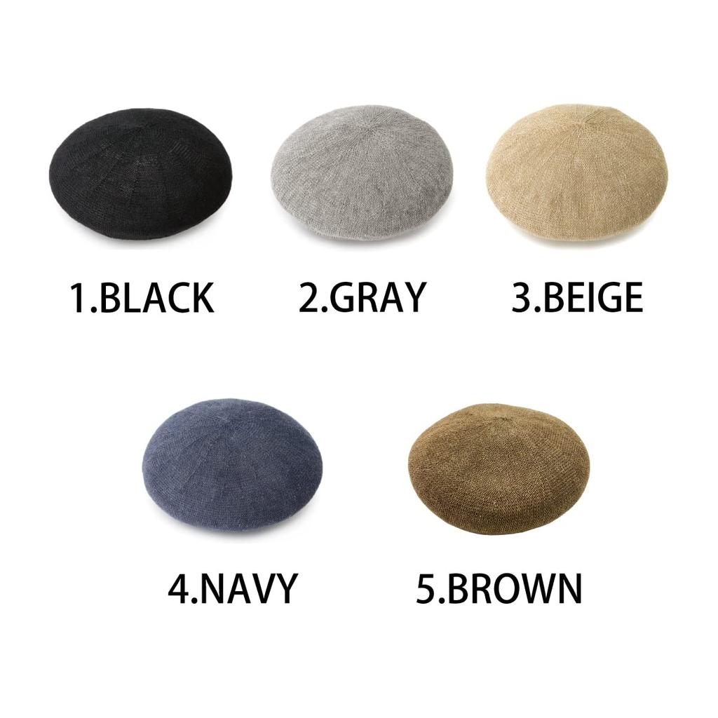 Podstawowy Enchi Len Termo Konopie Chłodny i i Czarny Beret, Beret, Lekki, Wiosna/Lato, Damski Męski,