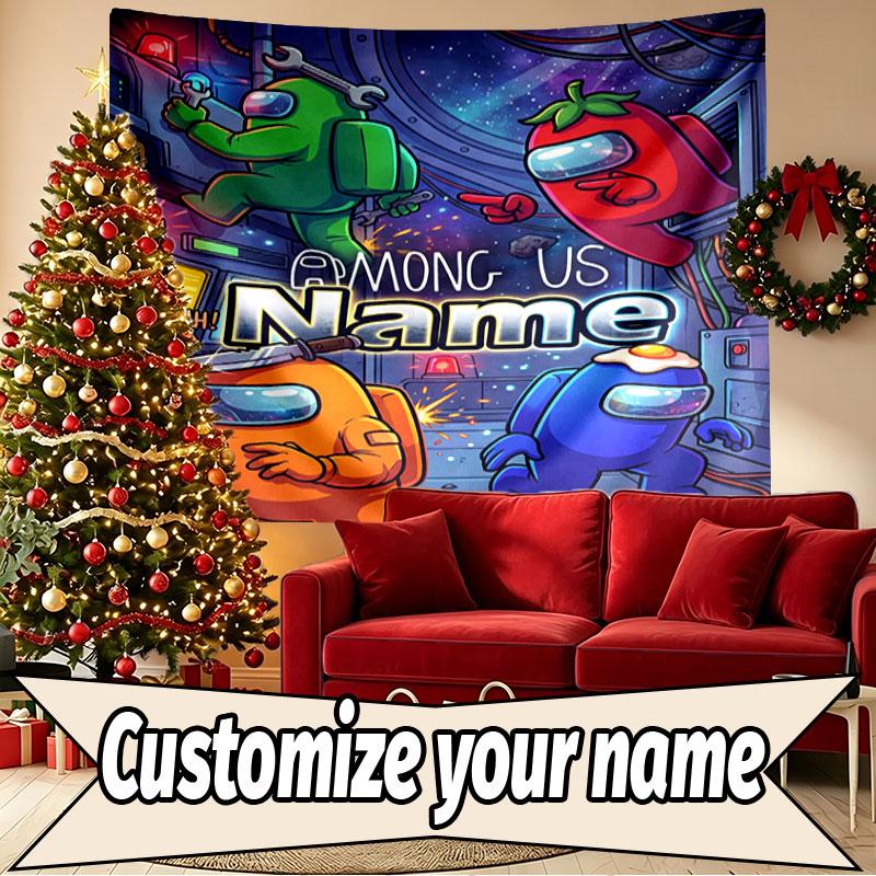 Custom Name Personalized Among Us Print Tapestry, Wall Art Decor, Bedroom, Dorm, Apartment, LivingRoom, Party Backdrop, Gift for Birthday