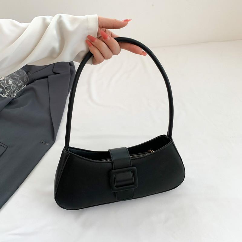 Stylish Minimalist Black And White Pu Baguette Handbag For Daily Use With Unique Features